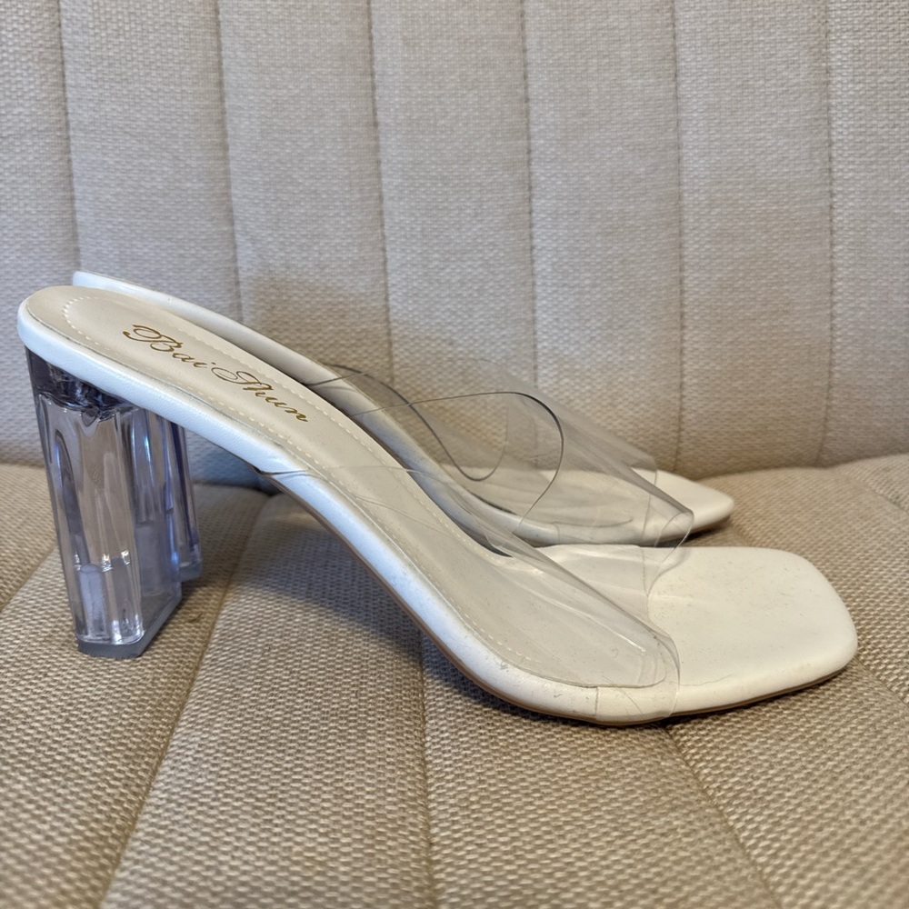 SHEIN Clear and Cream Heeled Sandals